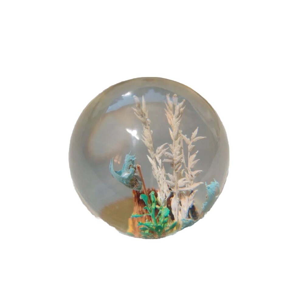 VTG Botanical Gems Lucite Dried Flowers Paperweight Peeties Creations 1.5" blue